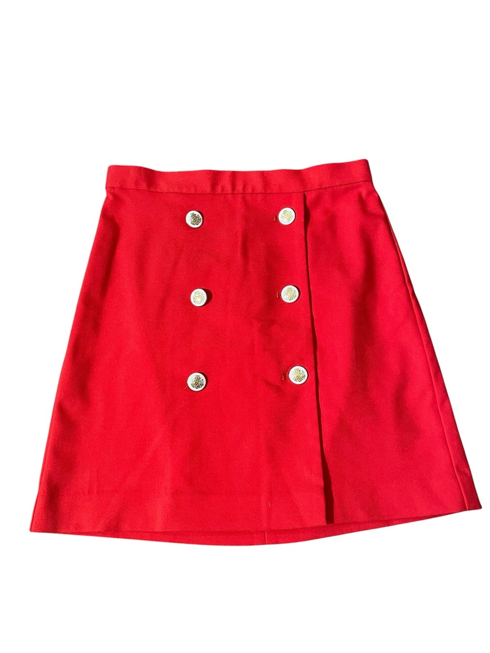 TT1- Red Double-Breasted A-Line Skirt Ann Taylor Size 0 XS
